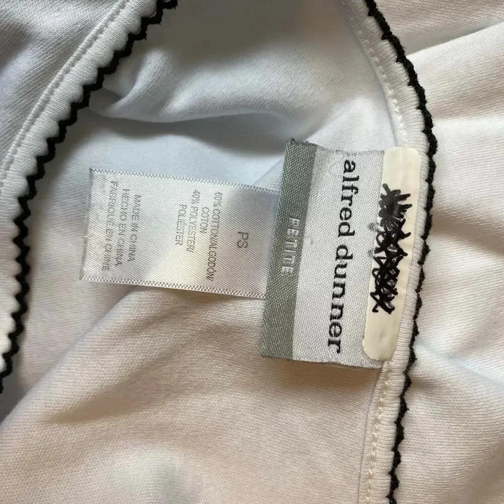Alfred Dunner Floral Embroidery White Casual Summer Shirt Top Women Size PS - Picture 4 of 6